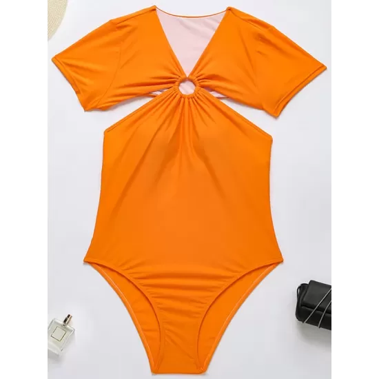 Short Sleeve Split-Joint Hollow One-Piece Wetsuit Swimwear Short Sleeve Split-Joint Hollow One-Piece Wetsuit Swimwear