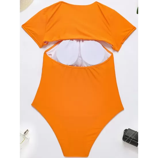 Short Sleeve Split-Joint Hollow One-Piece Wetsuit Swimwear Short Sleeve Split-Joint Hollow One-Piece Wetsuit Swimwear