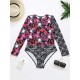 Wetsuit Floral Long Sleeve Zipper One-Piece Swimwear Wetsuit Floral Long Sleeve Zipper One-Piece Swimwear