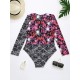 Wetsuit Floral Long Sleeve Zipper One-Piece Swimwear Wetsuit Floral Long Sleeve Zipper One-Piece Swimwear