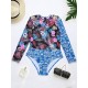 Wetsuit Floral Long Sleeve Zipper One-Piece Swimwear Wetsuit Floral Long Sleeve Zipper One-Piece Swimwear