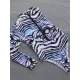 Stripe Print One-Shoulder Long Sleeve Zipper One-Piece Swimwear Stripe Print One-Shoulder Long Sleeve Zipper One-Piece Swimwear