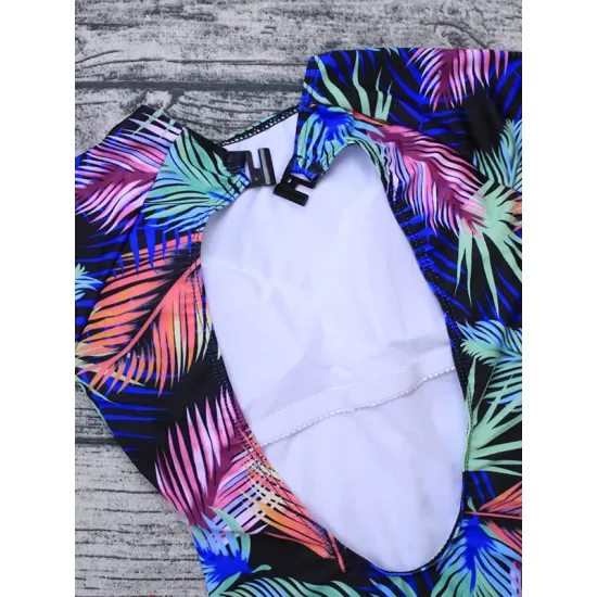 Sexy One-Piece Swimwear Backless Floral Long Sleeve Rash Guards Sexy One-Piece Swimwear Backless Floral Long Sleeve Rash Guards
