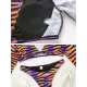 V-Neck Long Sleeve Striped Bralette Brazilian Split Bikini Swimwear V-Neck Long Sleeve Striped Bralette Brazilian Split Bikini Swimwear
