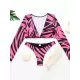 V-Neck Long Sleeve Striped Bralette Brazilian Split Bikini Swimwear V-Neck Long Sleeve Striped Bralette Brazilian Split Bikini Swimwear