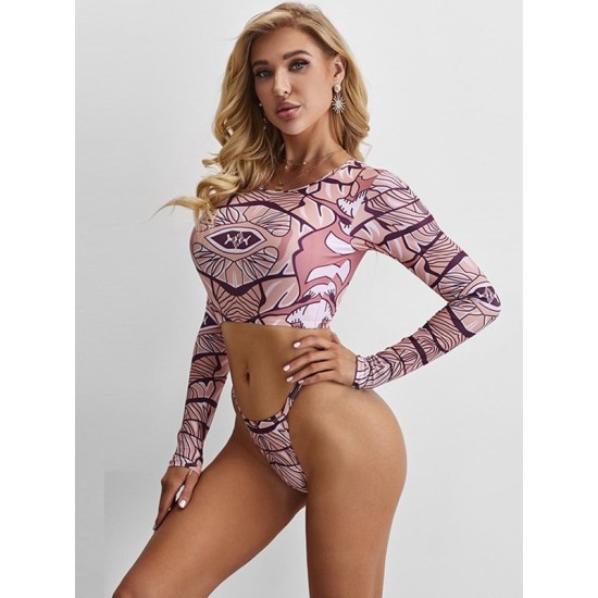 Floral Long Sleeve Round-Neck Brazilian Wetsuit Floral Long Sleeve Round-Neck Brazilian Wetsuit