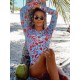 One-Piece Long Sleeve Floral Backless Round-Neck Wetsuit One-Piece Long Sleeve Floral Backless Round-Neck Wetsuit