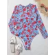 One-Piece Long Sleeve Floral Backless Round-Neck Wetsuit One-Piece Long Sleeve Floral Backless Round-Neck Wetsuit