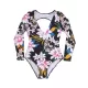 One-Piece Long Sleeve Deep V-Neck Floral Printed Backless Wetsuit One-Piece Long Sleeve Deep V-Neck Floral Printed Backless Wetsuit