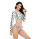 Animal Print Long Sleeve Round-Neck Tie Side Split Wetsuit Animal Print Long Sleeve Round-Neck Tie Side Split Wetsuit