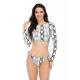 Animal Print Long Sleeve Round-Neck Tie Side Split Wetsuit Animal Print Long Sleeve Round-Neck Tie Side Split Wetsuit