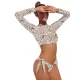 Animal Print Long Sleeve Round-Neck Tie Side Split Wetsuit Animal Print Long Sleeve Round-Neck Tie Side Split Wetsuit