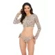 Animal Print Long Sleeve Round-Neck Tie Side Split Wetsuit Animal Print Long Sleeve Round-Neck Tie Side Split Wetsuit