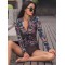 Floral Zipper Long Sleeve High-Waisted Split Wetsuit Swimwear