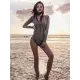 Split-Joint Long Sleeve Front Zipper Solid Color One-Piece Rash Guard Swimwear Split-Joint Long Sleeve Front Zipper Solid Color One-Piece Rash Guard Swimwear