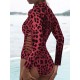 Belly-Hollow V-Neck Long Sleeve Leopard One-Piece Wetsuit Swimwear Belly-Hollow V-Neck Long Sleeve Leopard One-Piece Wetsuit Swimwear