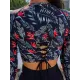 Leaf Print Round-Neck Long Sleeve High-Waisted Wetsuit Swimwear Leaf Print Round-Neck Long Sleeve High-Waisted Wetsuit Swimwear