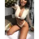 Deep V-Neck Solid Color Long Sleeve Sexy Split Wetsuit Swimwear Deep V-Neck Solid Color Long Sleeve Sexy Split Wetsuit Swimwear