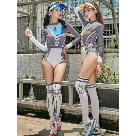 Stylish Round-Neck Long Sleeve Printing Sexy Slim One-Piece Wetsuit Swimwear Stylish Round-Neck Long Sleeve Printing Sexy Slim One-Piece Wetsuit Swimwear