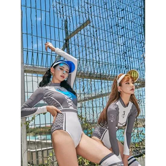Stylish Round-Neck Long Sleeve Printing Sexy Slim One-Piece Wetsuit Swimwear Stylish Round-Neck Long Sleeve Printing Sexy Slim One-Piece Wetsuit Swimwear