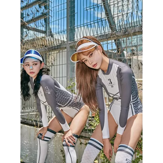 Stylish Round-Neck Long Sleeve Printing Sexy Slim One-Piece Wetsuit Swimwear Stylish Round-Neck Long Sleeve Printing Sexy Slim One-Piece Wetsuit Swimwear