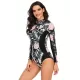 Split-Joint Print Long Sleeve Zipper Sexy Slim One-Piece Wetsuit Swimwear Split-Joint Print Long Sleeve Zipper Sexy Slim One-Piece Wetsuit Swimwear