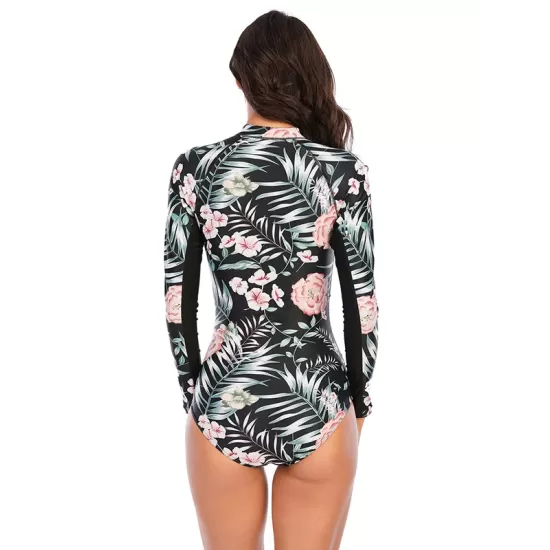 Split-Joint Print Long Sleeve Zipper Sexy Slim One-Piece Wetsuit Swimwear Split-Joint Print Long Sleeve Zipper Sexy Slim One-Piece Wetsuit Swimwear