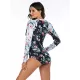 Zipper Contrast Color Floral Print Slim Surfing One-Piece Wetsuit Swimwear Zipper Contrast Color Floral Print Slim Surfing One-Piece Wetsuit Swimwear