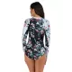 Zipper Contrast Color Floral Print Slim Surfing One-Piece Wetsuit Swimwear Zipper Contrast Color Floral Print Slim Surfing One-Piece Wetsuit Swimwear