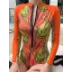 Fashion Leaves Print Zipper Sexy Surfing Slim One-Piece Wetsuit Swimwear Fashion Leaves Print Zipper Sexy Surfing Slim One-Piece Wetsuit Swimwear