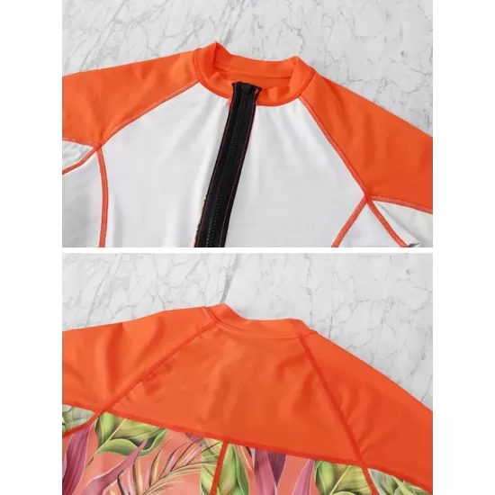 Fashion Leaves Print Zipper Sexy Surfing Slim One-Piece Wetsuit Swimwear Fashion Leaves Print Zipper Sexy Surfing Slim One-Piece Wetsuit Swimwear
