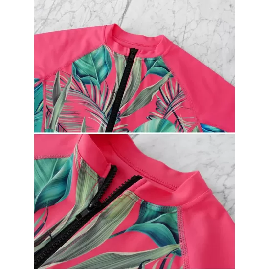 Fashion Leaves Print Zipper Sexy Surfing Slim One-Piece Wetsuit Swimwear Fashion Leaves Print Zipper Sexy Surfing Slim One-Piece Wetsuit Swimwear