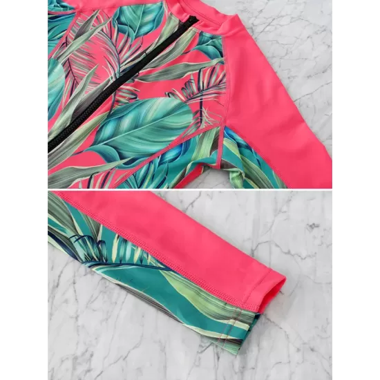 Fashion Leaves Print Zipper Sexy Surfing Slim One-Piece Wetsuit Swimwear Fashion Leaves Print Zipper Sexy Surfing Slim One-Piece Wetsuit Swimwear