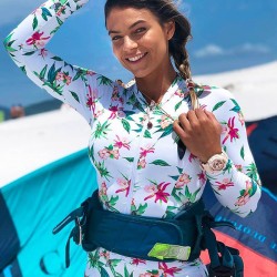 Fashion Floral Print Zipper One-Piece Wetsuit Swimwear