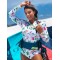 Fashion Floral Print Zipper One-Piece Wetsuit Swimwear