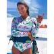 Fashion Floral Print Zipper One-Piece Wetsuit Swimwear Fashion Floral Print Zipper One-Piece Wetsuit Swimwear