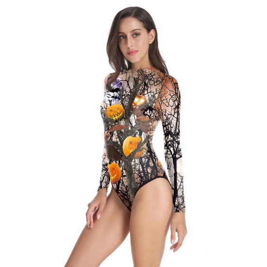 Halloween Pumpkin-Print Long-Sleeves Wetsuit Halloween Pumpkin-Print Long-Sleeves Wetsuit