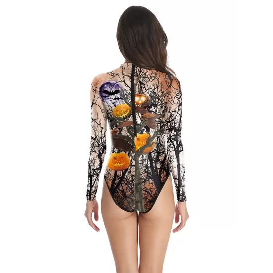 Halloween Pumpkin-Print Long-Sleeves Wetsuit Halloween Pumpkin-Print Long-Sleeves Wetsuit