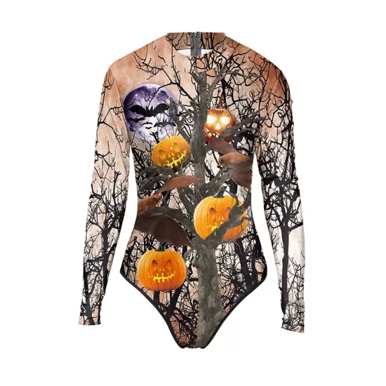 Halloween Pumpkin-Print Long-Sleeves Wetsuit Halloween Pumpkin-Print Long-Sleeves Wetsuit