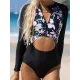 Long-Sleeves Hollow Floral Printed One-Piece Wetsuit Long-Sleeves Hollow Floral Printed One-Piece Wetsuit