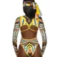 Long Sleeves Hollow Ethnic Printed Backless One-Piece Swimwear Long Sleeves Hollow Ethnic Printed Backless One-Piece Swimwear