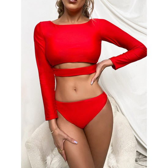 Long Sleeves Solid Color Hollow Split Wetsuit Long Sleeves Solid Color Hollow Split Wetsuit