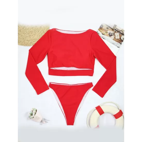 Long Sleeves Solid Color Hollow Split Wetsuit Long Sleeves Solid Color Hollow Split Wetsuit