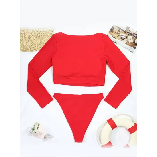 Long Sleeves Solid Color Hollow Split Wetsuit Long Sleeves Solid Color Hollow Split Wetsuit