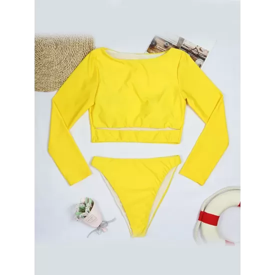 Long Sleeves Solid Color Hollow Split Wetsuit Long Sleeves Solid Color Hollow Split Wetsuit