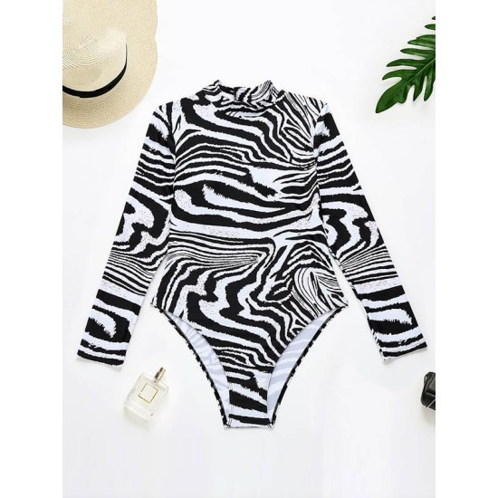 Zebra Stripes Long Sleeve One-Piece Wetsuits Zebra Stripes Long Sleeve One-Piece Wetsuits