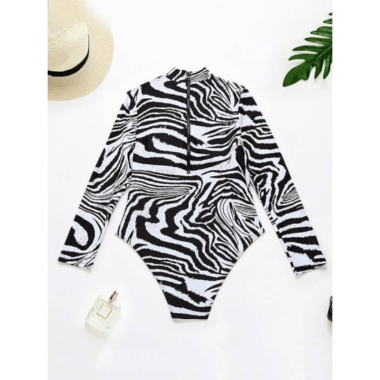Zebra Stripes Long Sleeve One-Piece Wetsuits Zebra Stripes Long Sleeve One-Piece Wetsuits