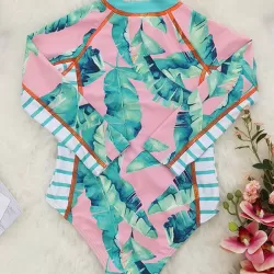 Long Sleeved Floral Printed Zipper One-Piece Wetsuits
