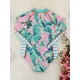 Long Sleeved Floral Printed Zipper One-Piece Wetsuits Long Sleeved Floral Printed Zipper One-Piece Wetsuits