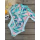 Long Sleeved Floral Printed Zipper One-Piece Wetsuits Long Sleeved Floral Printed Zipper One-Piece Wetsuits